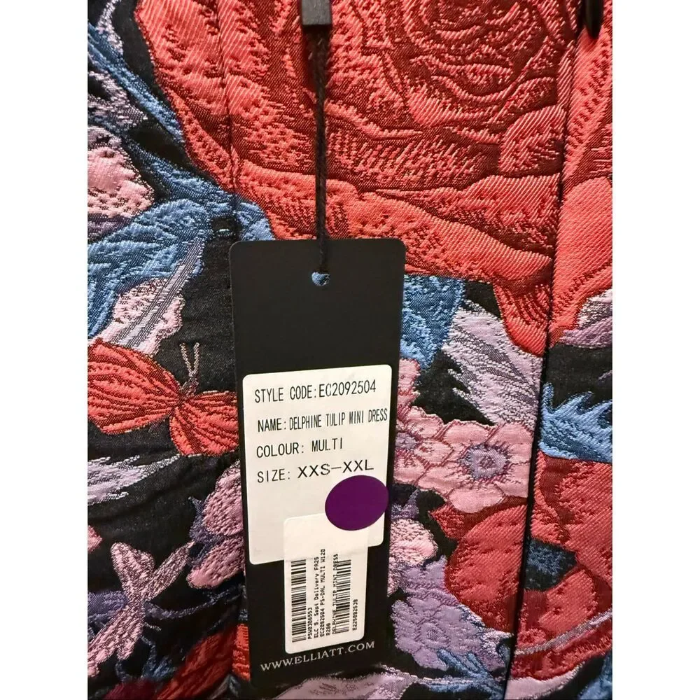 Elliatt Delphine Tulip Mini Dress in Pink & Black Floral Cocktail size S NWT - Picture 6 of 6